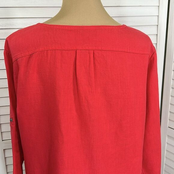 Linen Top Tunic Size Large Ellen Tracy Roll Tab NWOT - Picture 12 of 16